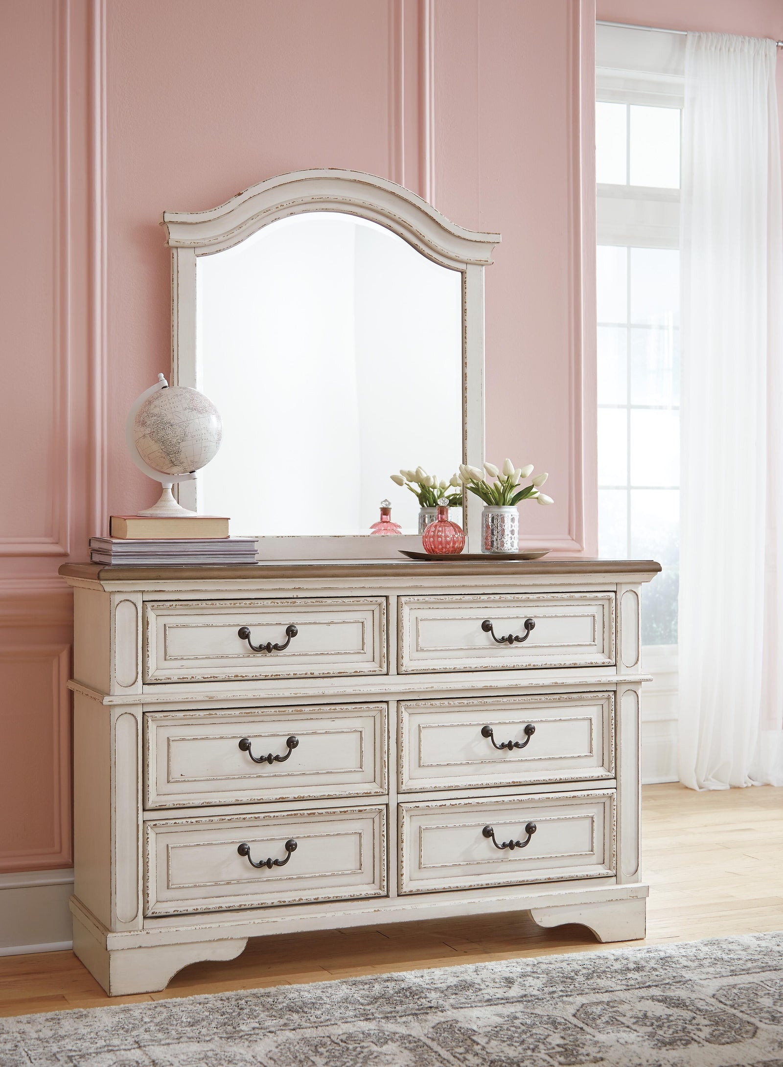 Realyn Panel Bed, Dresser, Mirror and Nightstand - Two-tone (B743-SI) - Image 10