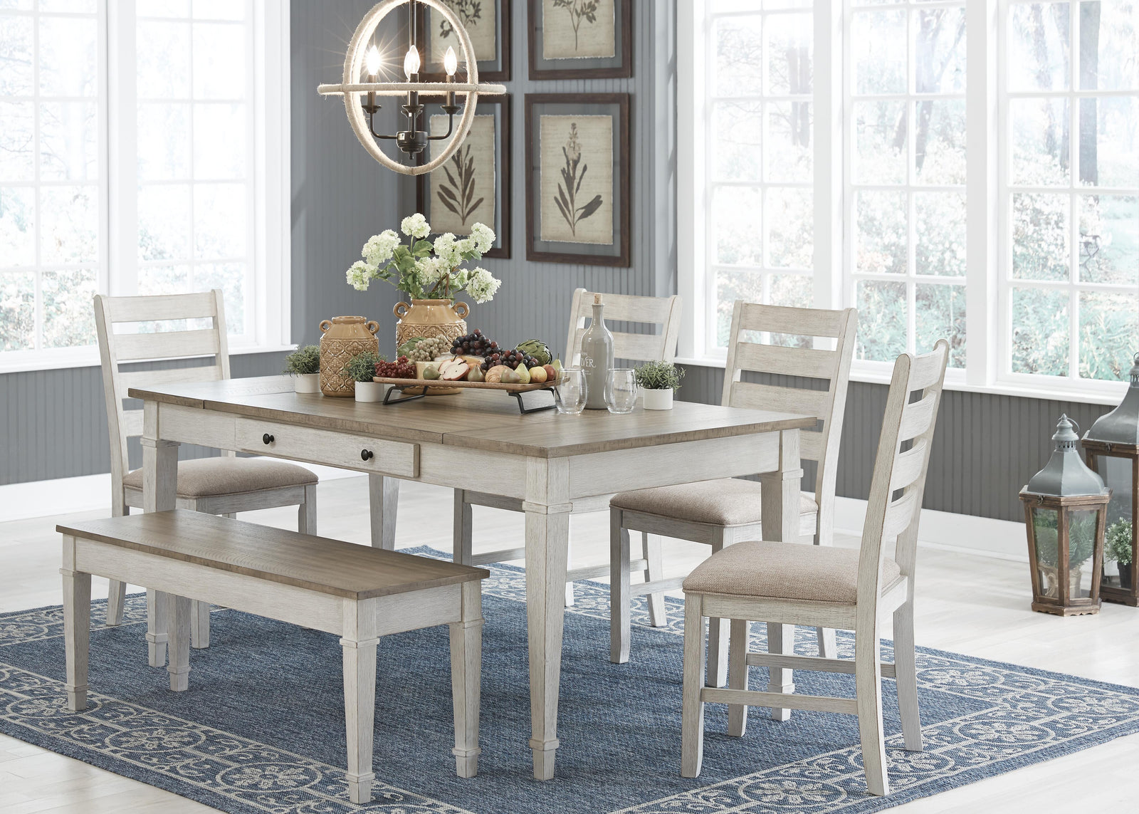 Skempton Dining Table, 4 Chairs, and Bench (D394-SI) - Image 3