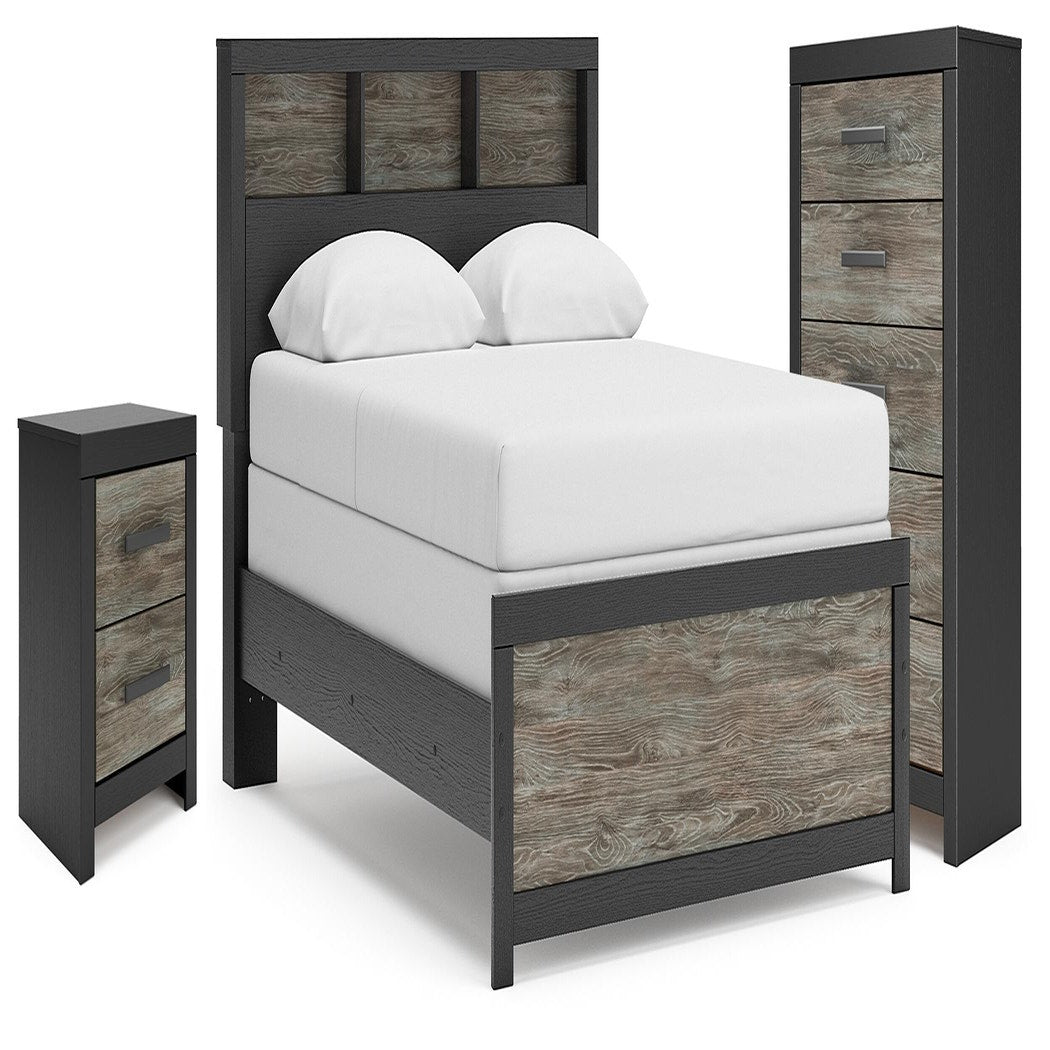 Broachmyn Queen Bookcase Bed, Chest and Nightstand (PCB1118-SI)