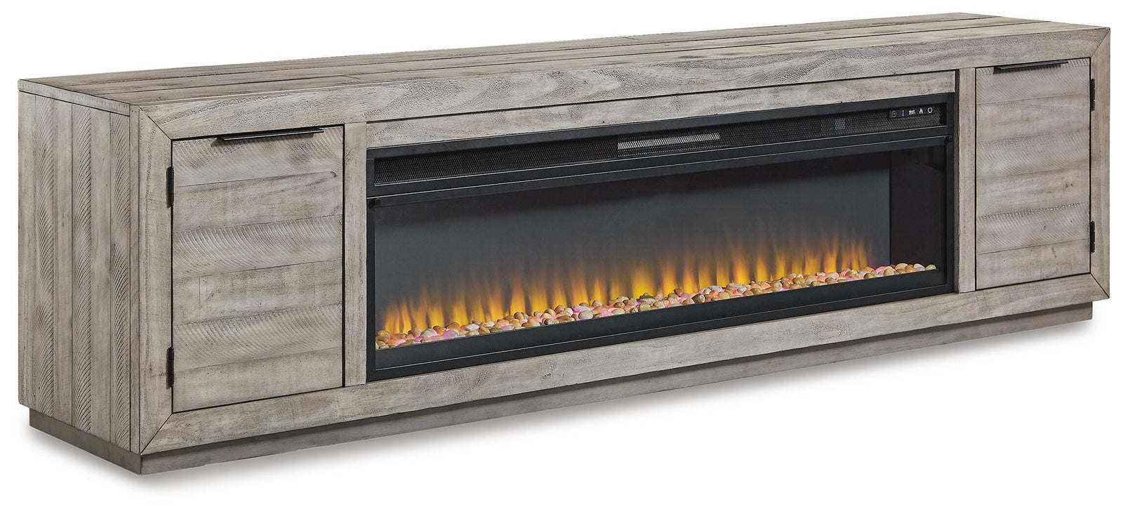 Naydell 92 TV Stand with Electric Fireplace (W996-SI) - Image 2
