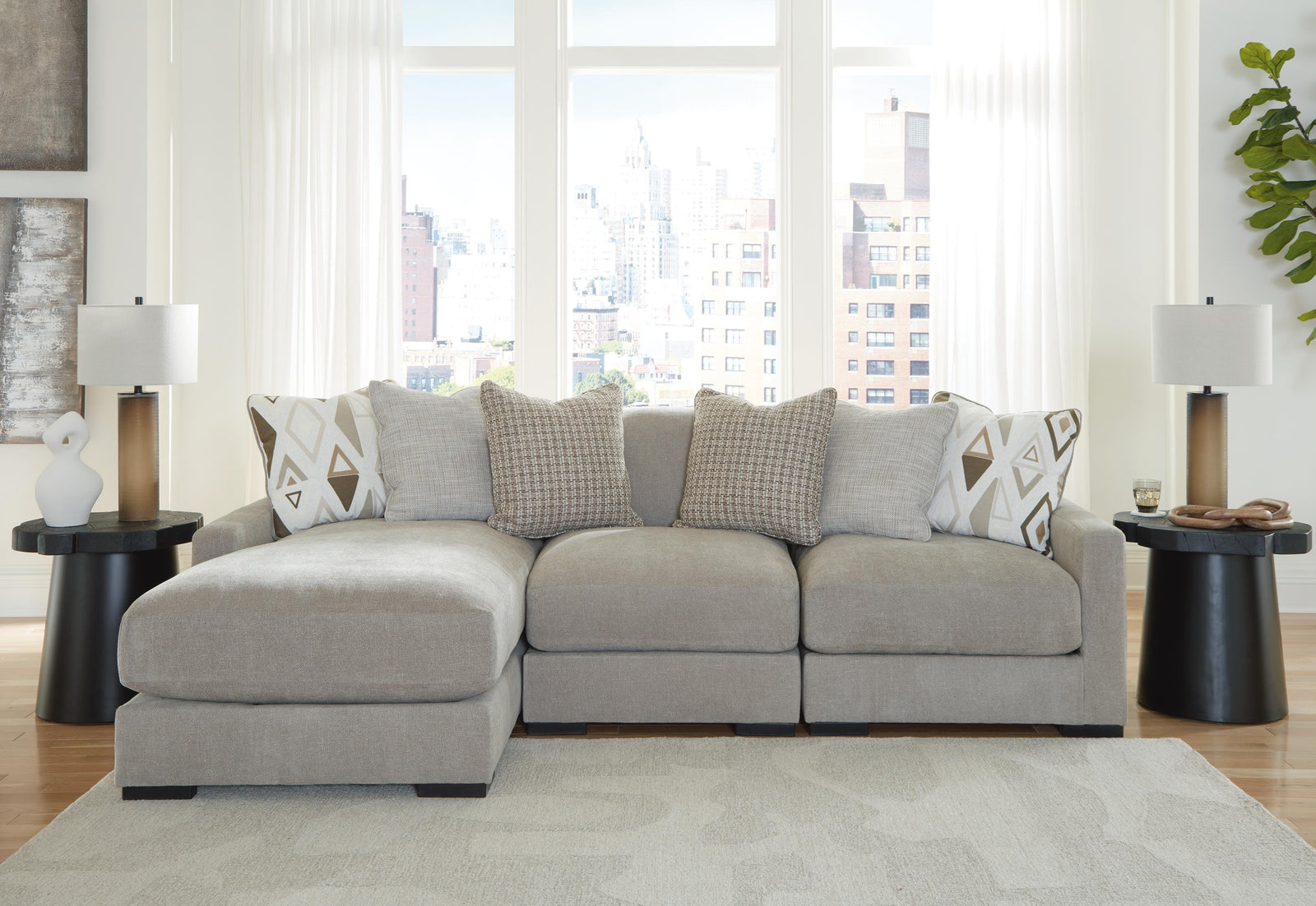Aslan Court 3-Piece Sofa Sectional with Chaise (20305-SI) - Image 2