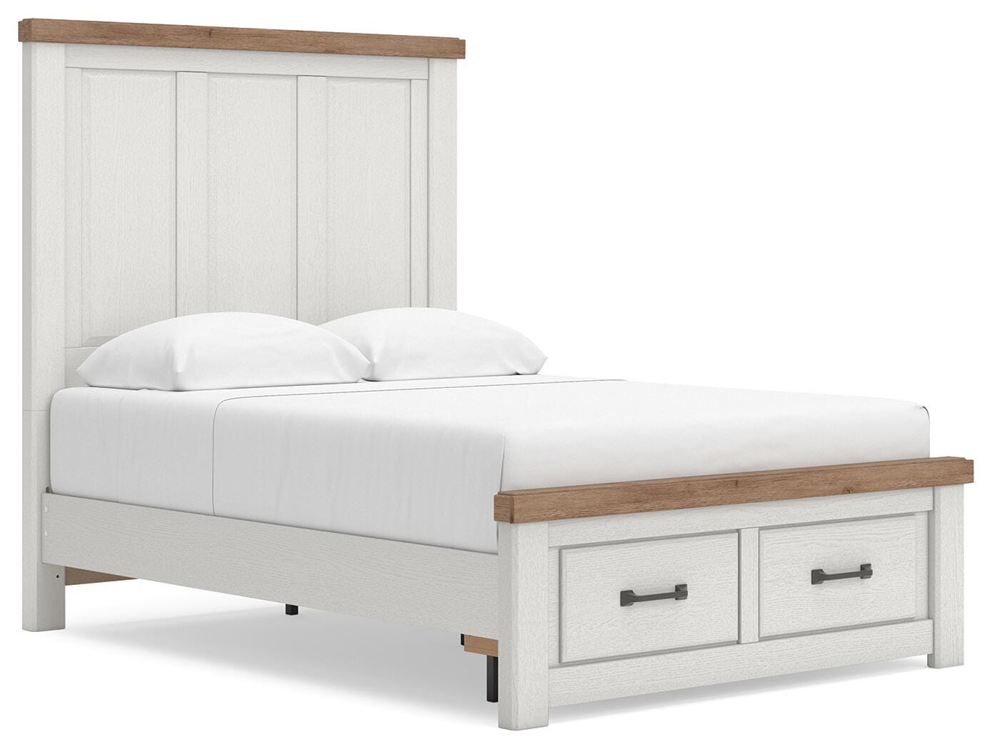 Savonport Panel Storage Bed (Youth) - White/Brown (B4615-SI)