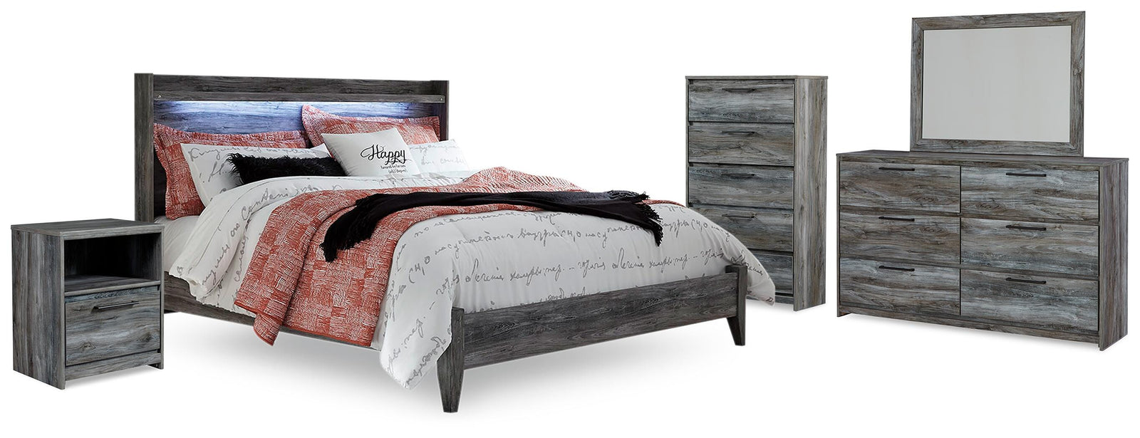 Baystorm Panel Bed, Dresser, Mirror, Chest and Nightstand (B221-SI)