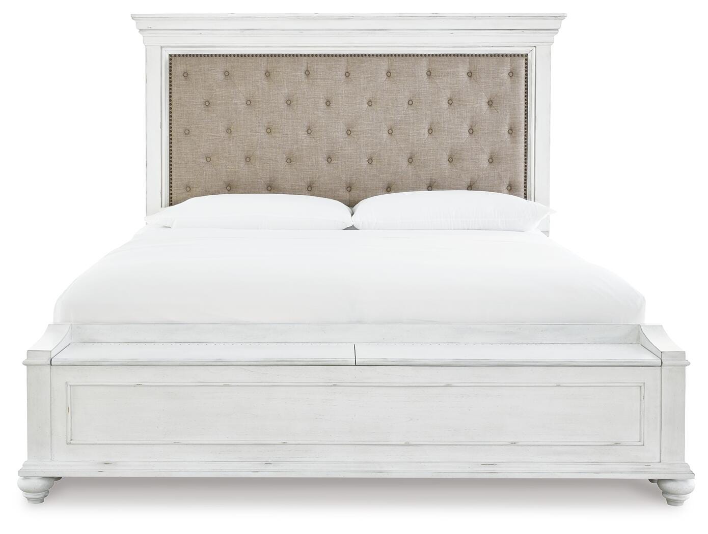 Kanwyn Upholstered Storage Bed, Dresser, Mirror and Nightstand - Whitewash (B777-SI) - Image 4