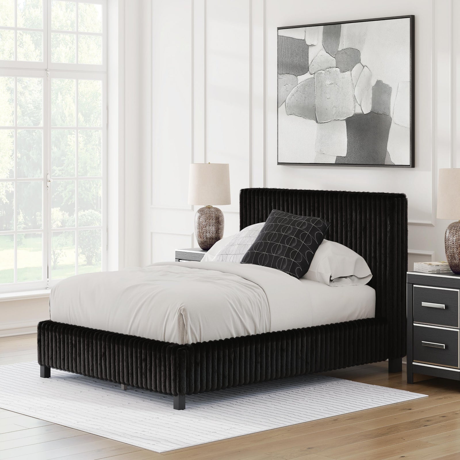 Zuraleus Queen Upholstered Bed, Dresser and Nightstand (PCB3380-SI) - Image 29