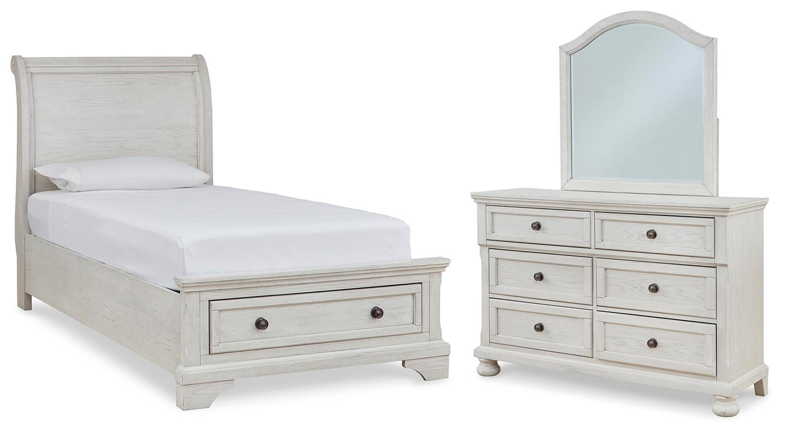 Robbinsdale Sleigh Storage Bed, Dresser and Mirror (B742-SI)