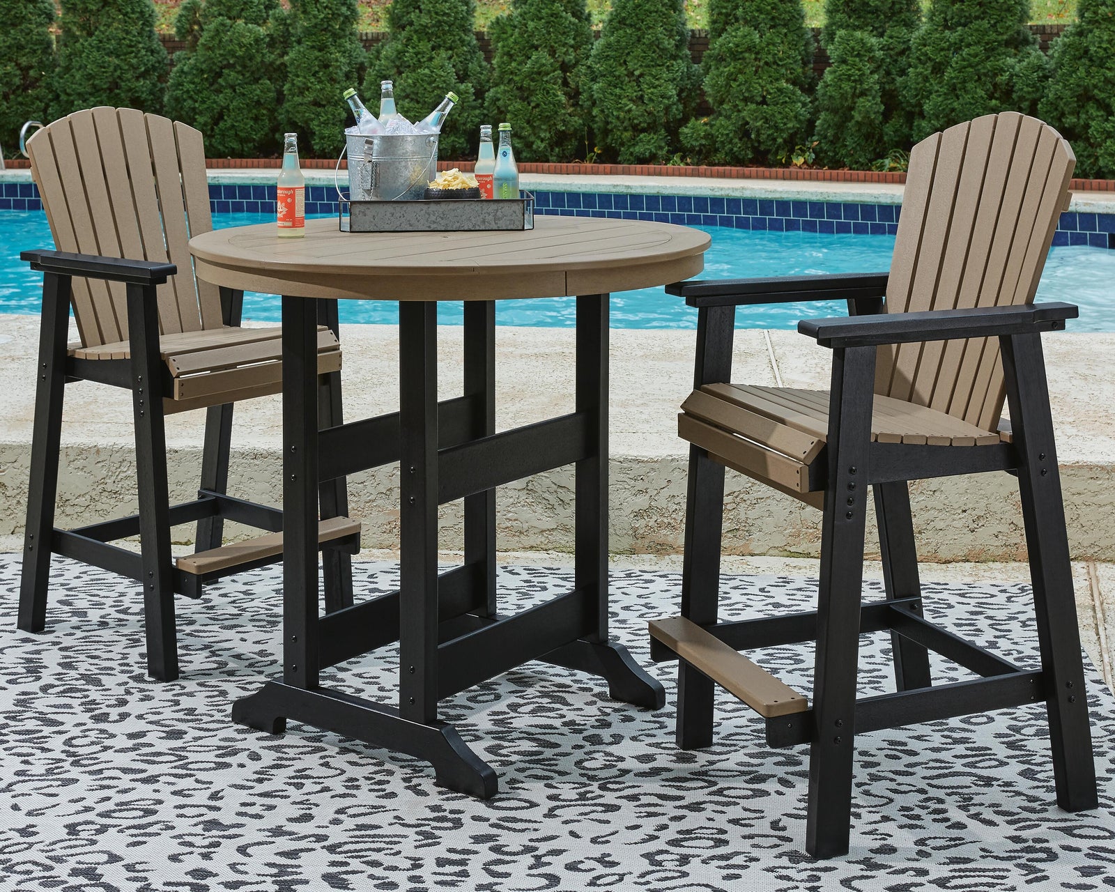 Fairen Trail Outdoor Counter Height Dining Table with 2 Barstools (P211-SI) - Image 3