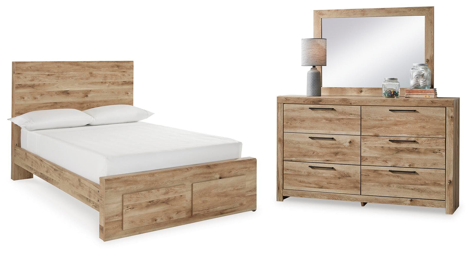 Hyanna Panel Storage Bed, Dresser and Mirror - Tan Brown (B1050-SI)