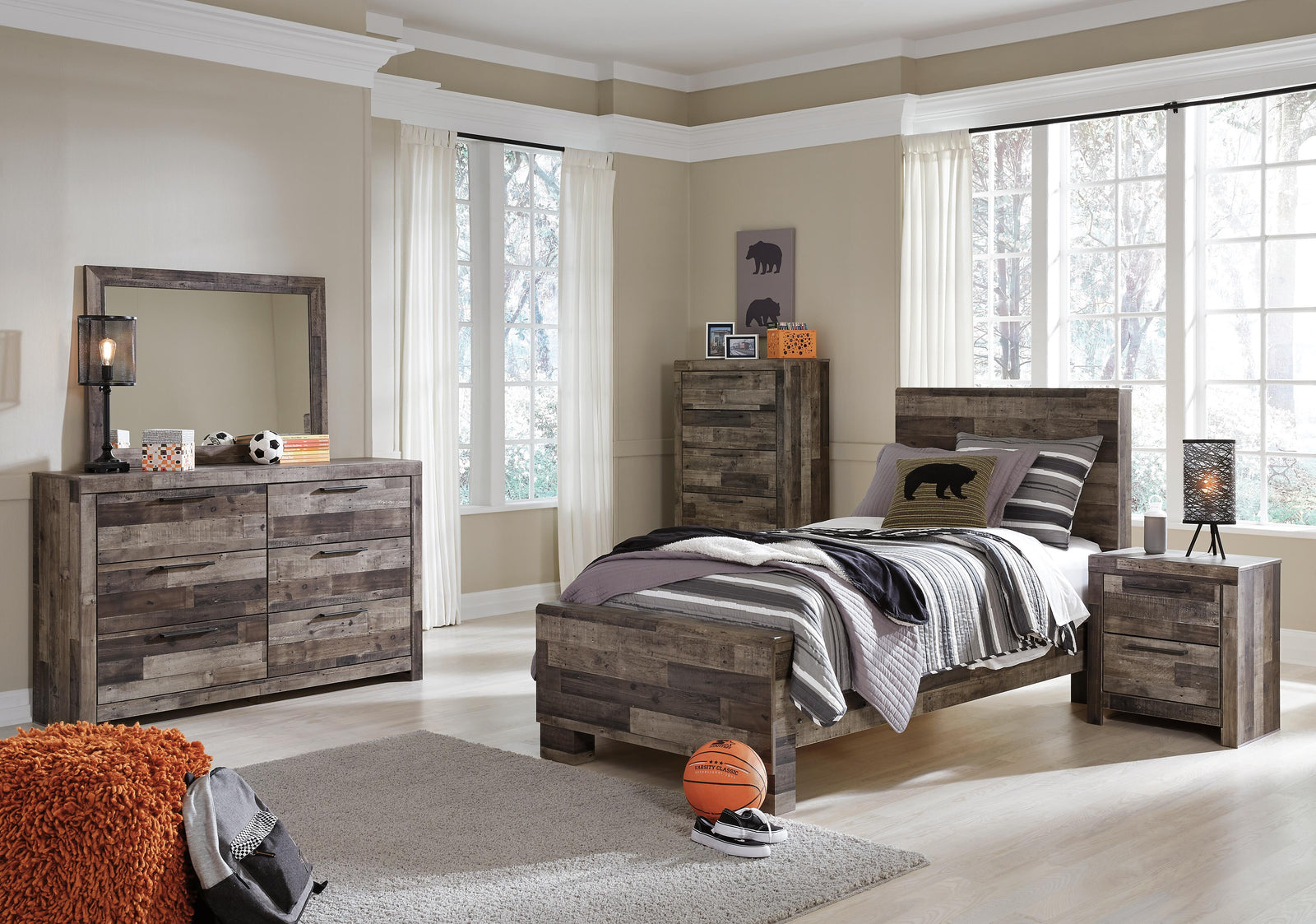 Derekson Panel Bed (Youth) - Multi Gray (B200-SI) - Image 4