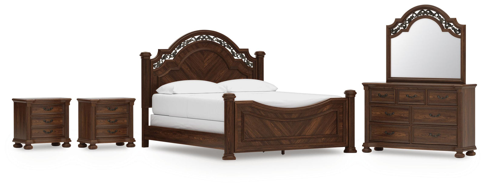 Lavinton Poster Bed, Dresser, Mirror and 2 Nightstands (B764-SI)