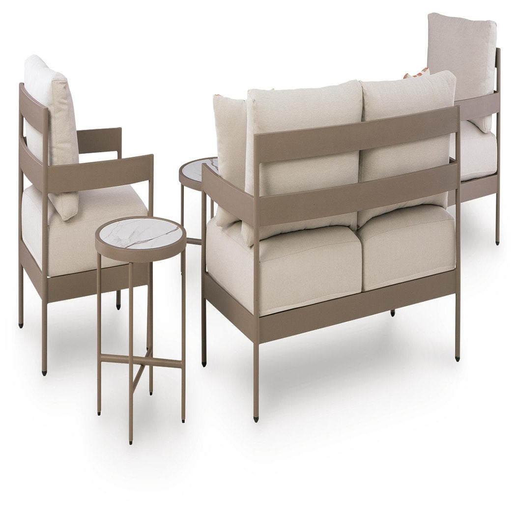 Bluff Trail Outdoor Love/Chairs/Tables Set (Set of 5) (PCP383-SI) - Image 3