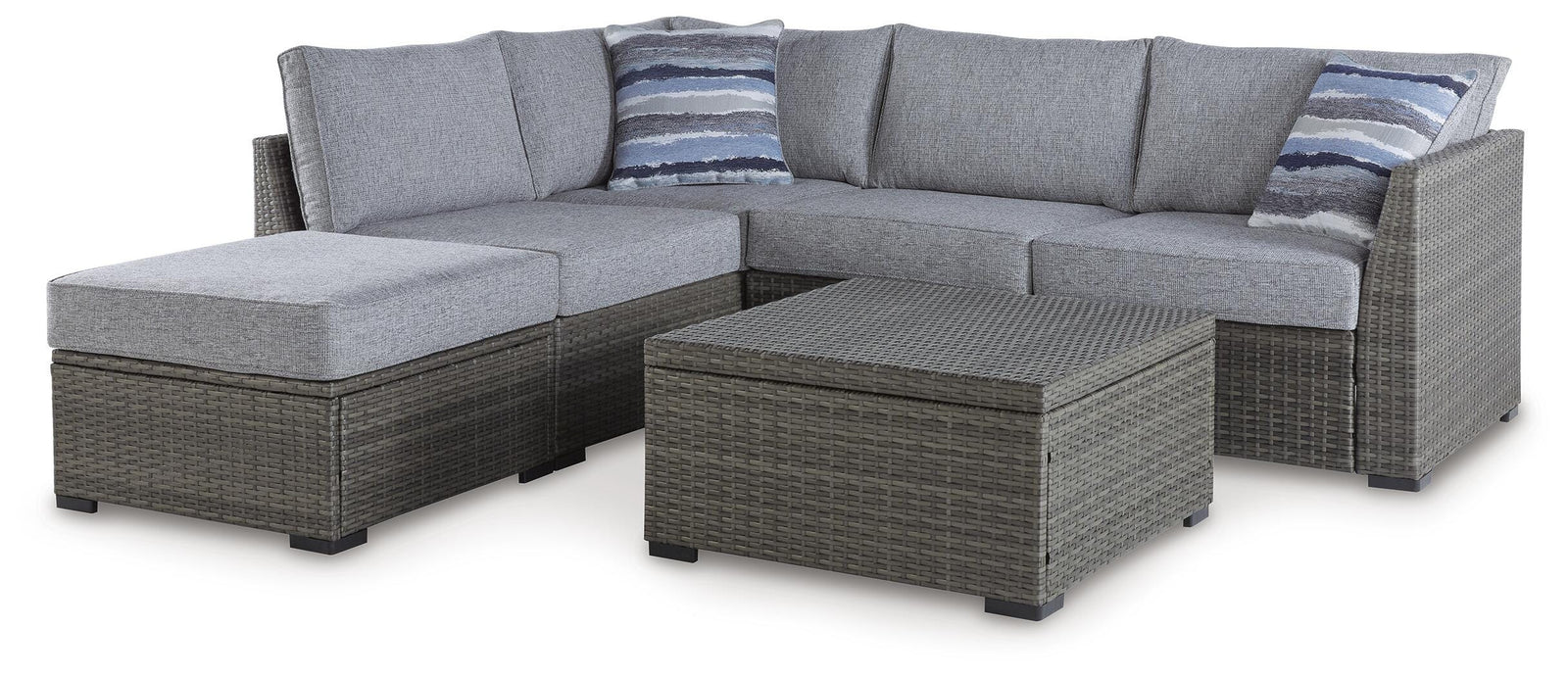 Petal Road Outdoor Loveseat Sectional/Ottoman/Table Set (Set of 4) (P297-SI)