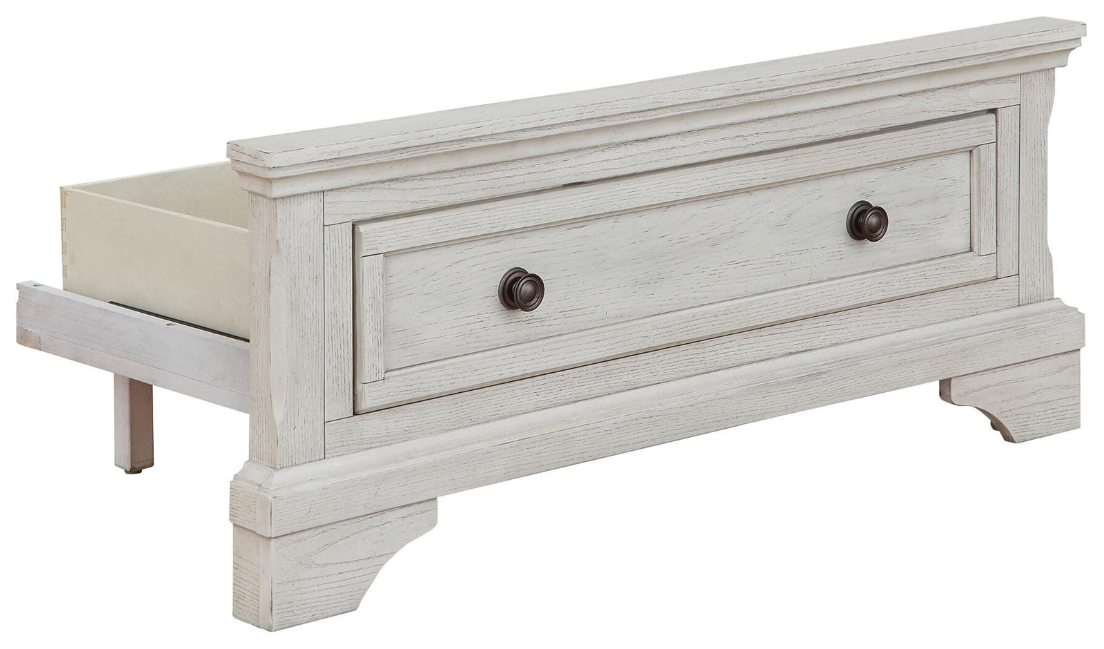 Robbinsdale Storage Footboard with Roll Slats (Youth) - Antique White (B742-SI)