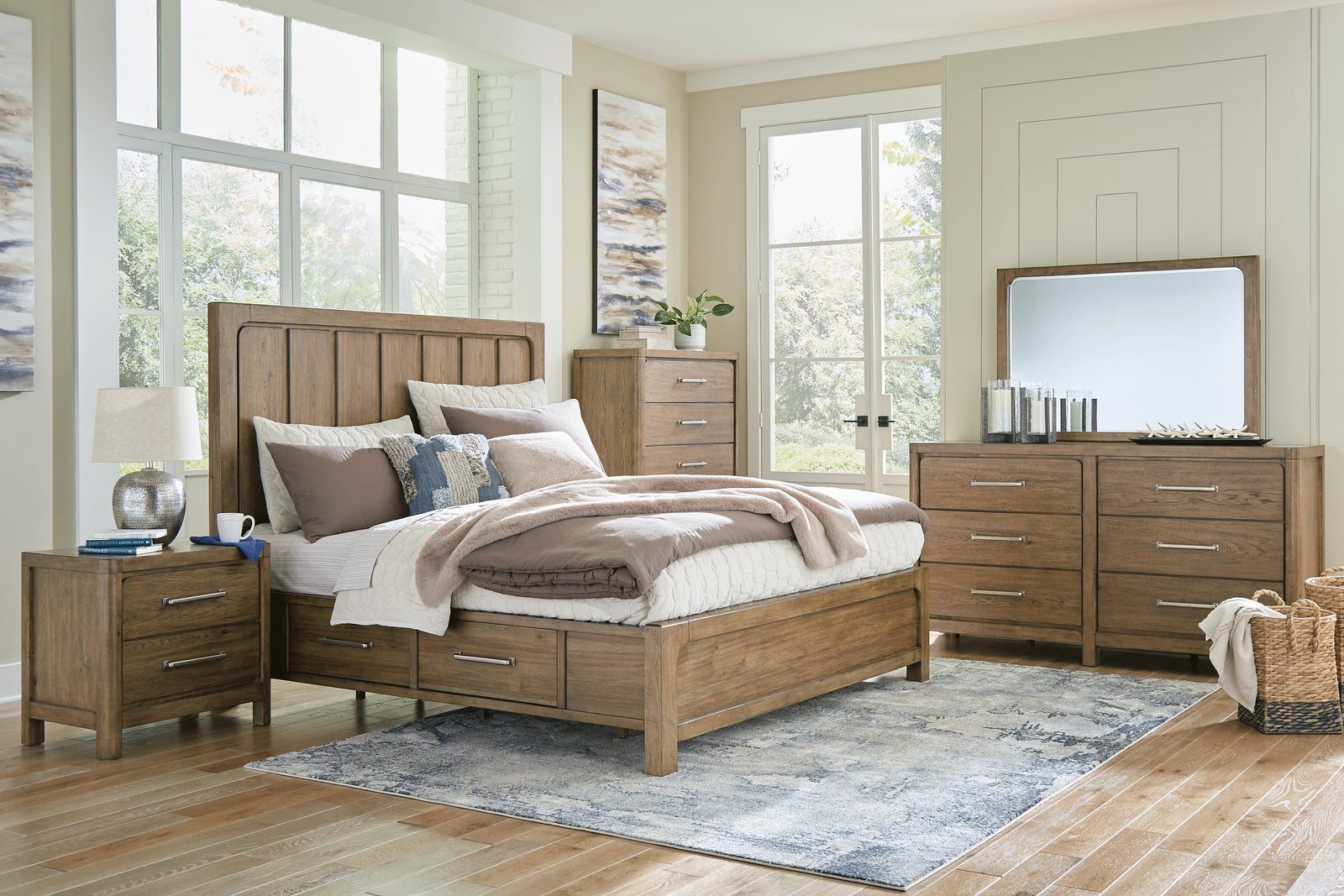 Cabalynn Panel Bed with Storage, Dresser and Mirror - Light Brown (B974-SI) - Image 13