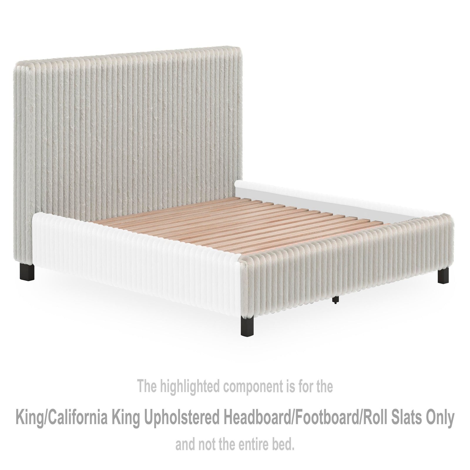 Zuraleus King/California King Upholstered Headboard/Footboard/Roll Slats (PCB3381-SI) - Image 32