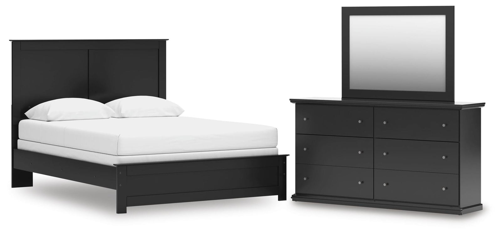 Maribel Panel Bed, Dresser and Mirror (B138-SI)