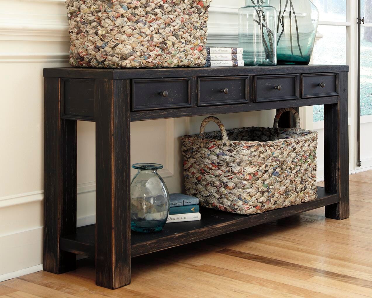 Gavelston Sofa/Console Table - Black (T732-SI) - Image 2
