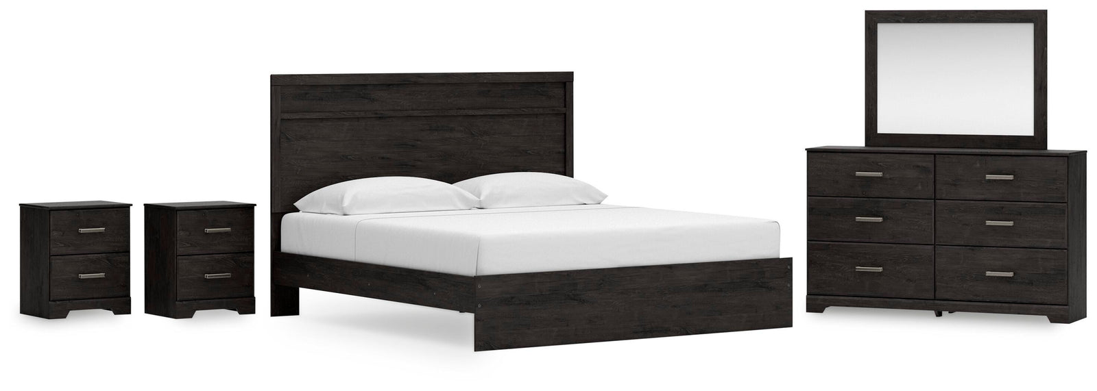 Belachime Panel Bed, Dresser Mirror and 2 Nightstands (B2589-SI)