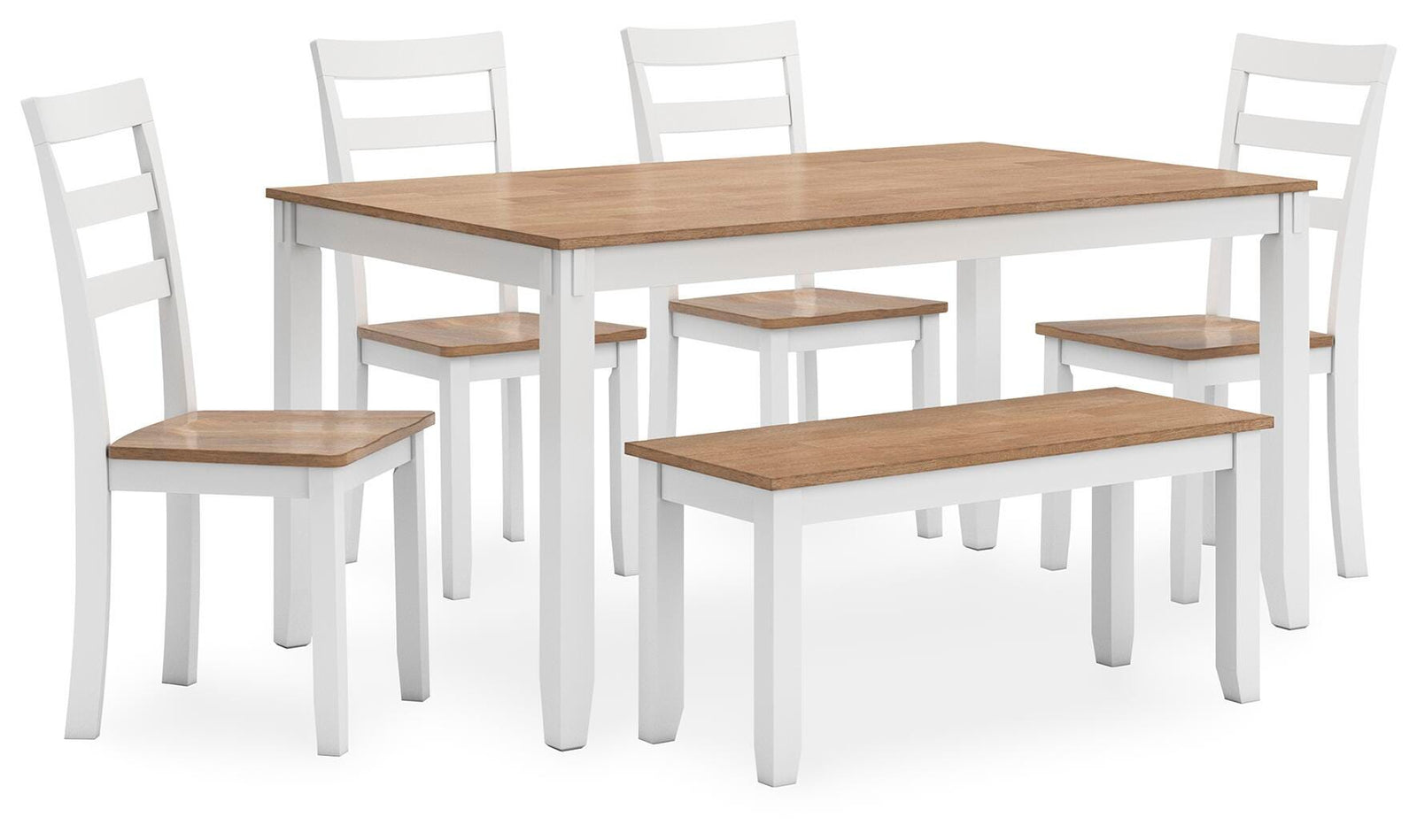 Gesthaven Dining Table with 4 Chairs and Bench (Set of 6) (D398-SI)