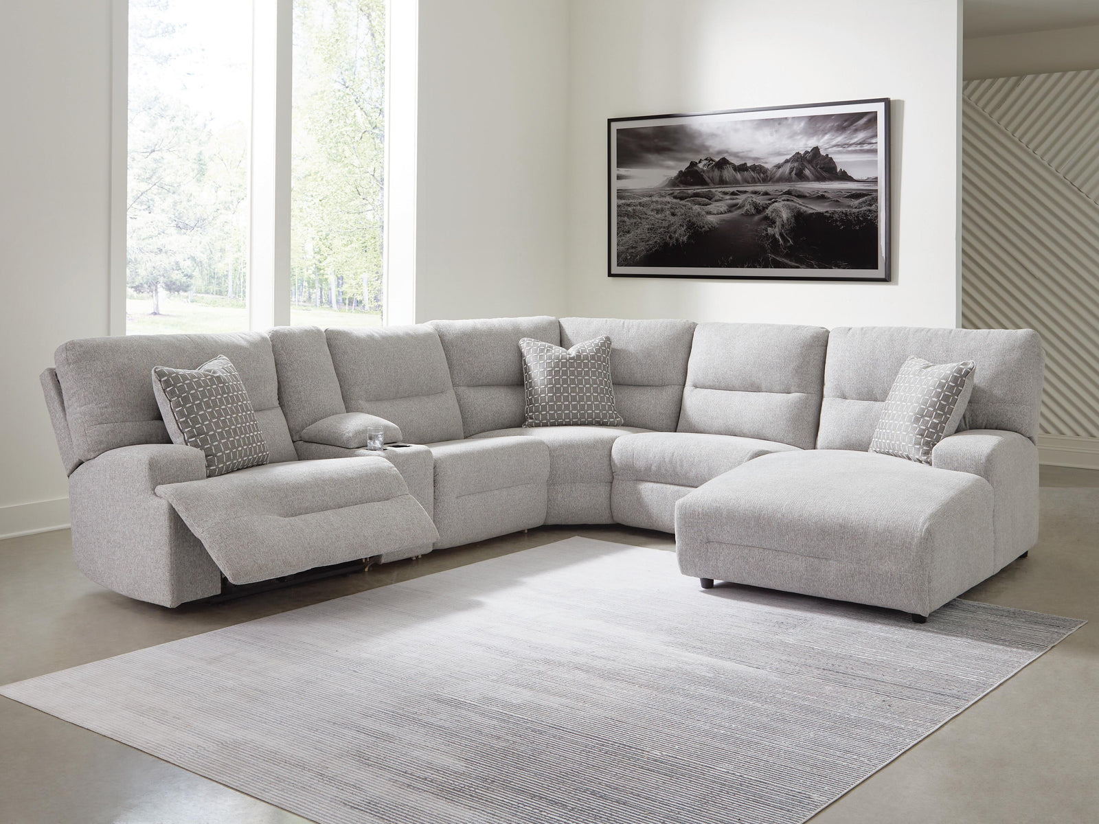 Acklen Place 6-Piece Power Reclining Sectional with Chaise (93605-SI) - Image 2