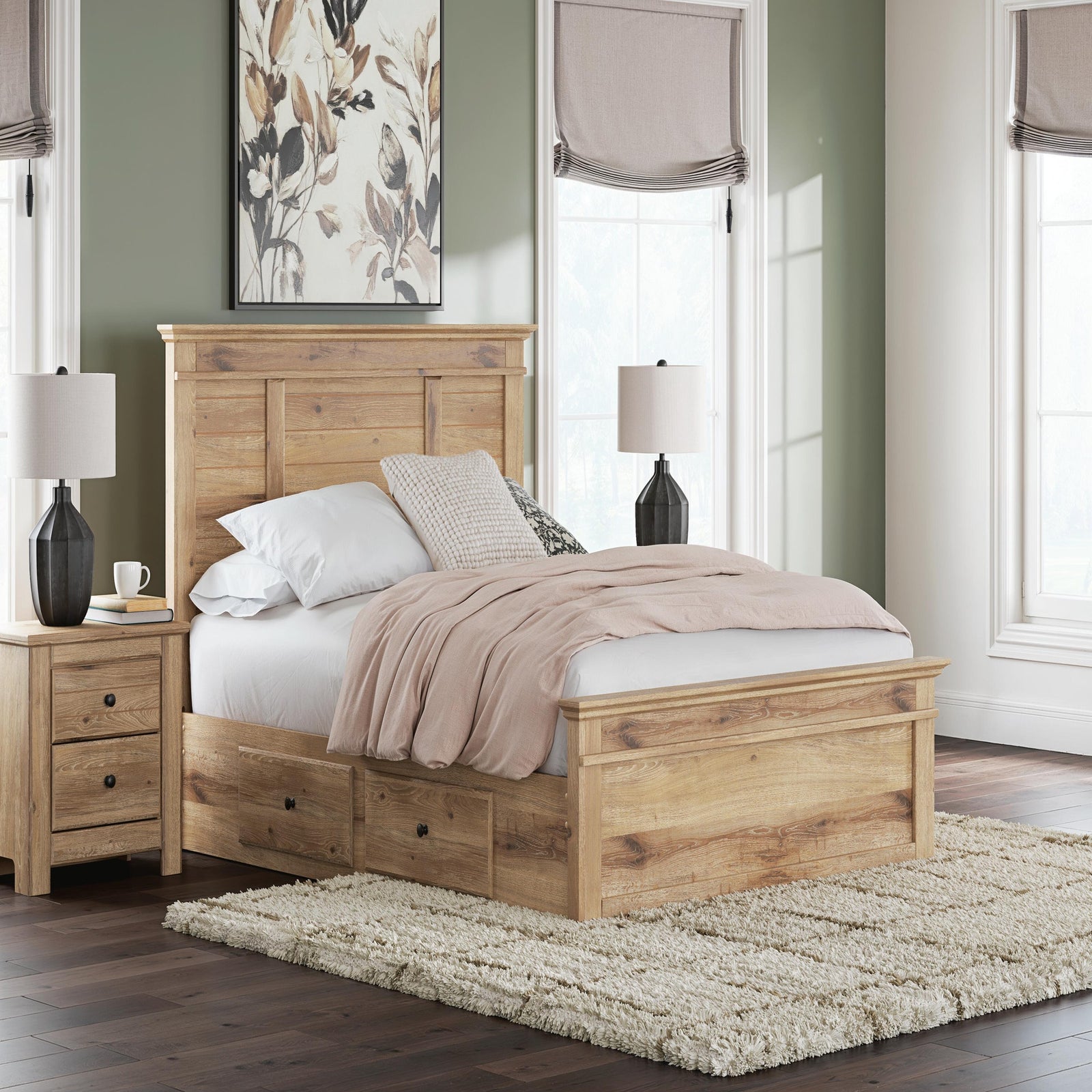 Makidern Queen Panel Bed with Storage, Dresser and Mirror (PCB1170-SI) - Image 17