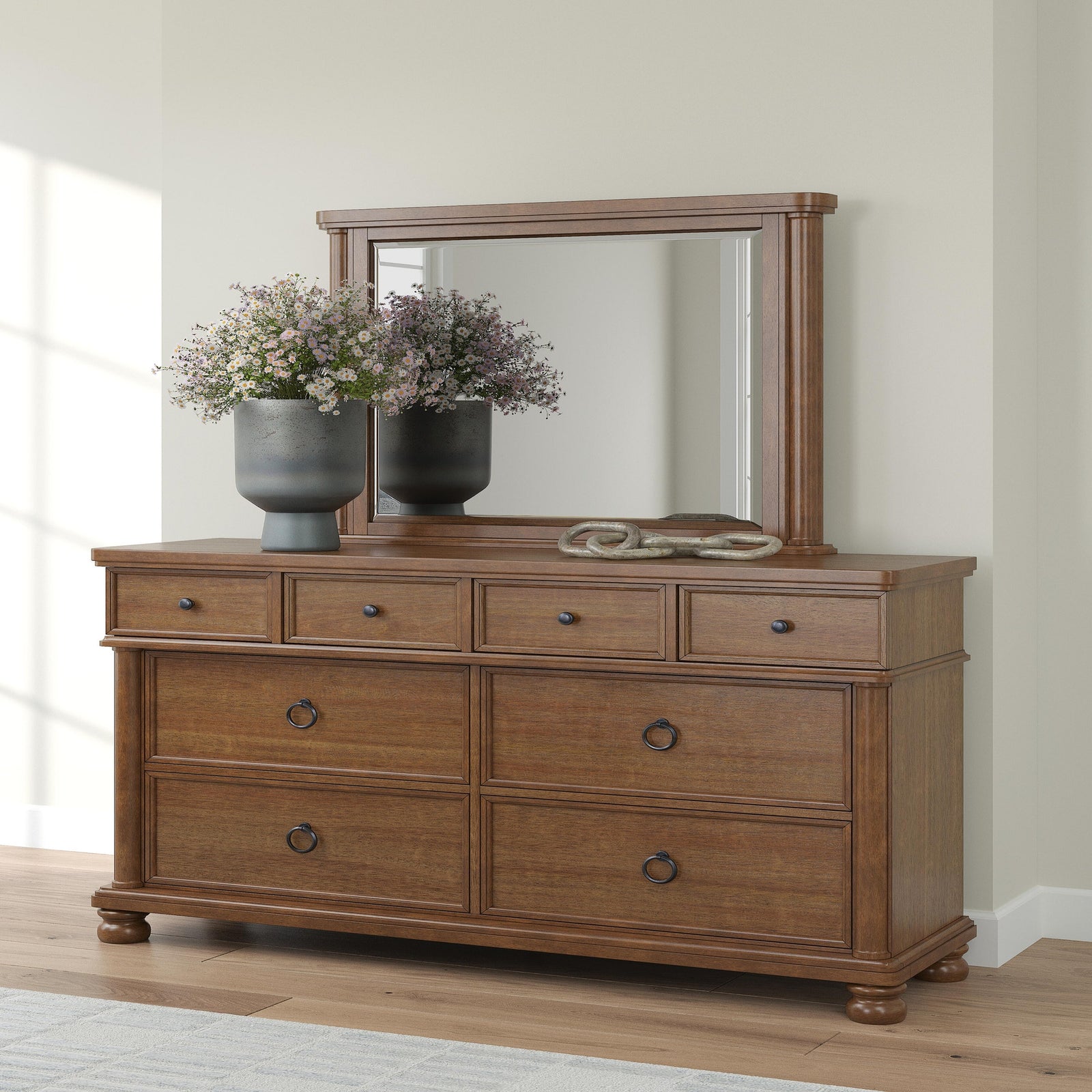 Rowlenstown Queen Poster Bed, Dresser and Mirror (PCB824-SI) - Image 12