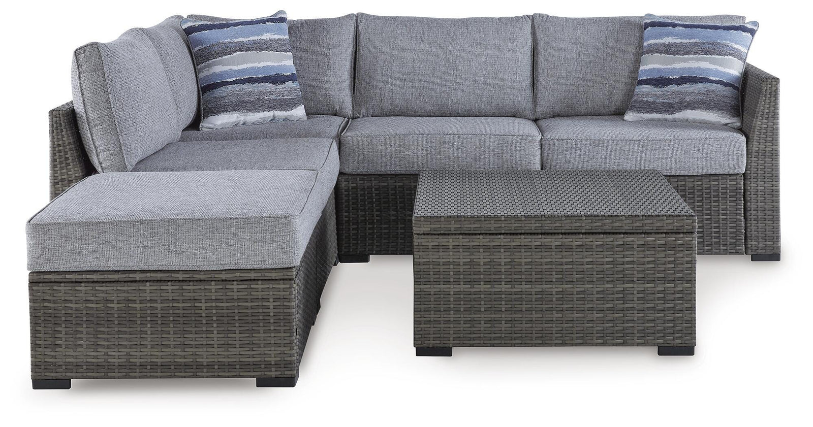 Petal Road Outdoor Loveseat Sectional/Ottoman/Table Set (Set of 4) (P297-SI) - Image 2