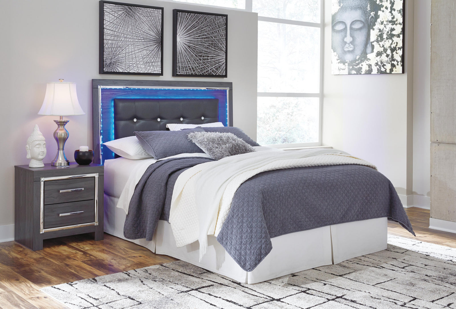 Lodanna Upholstered Panel Headboard - Gray (B214-SI) - Image 2