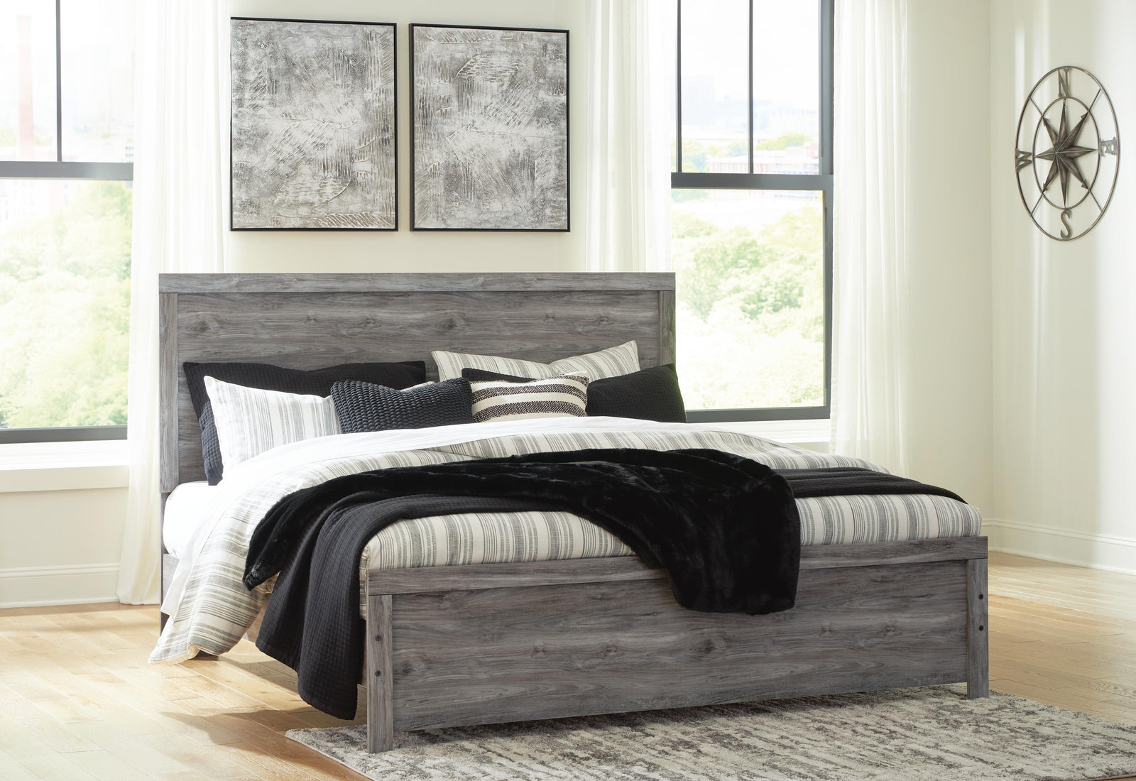 Bronyan Panel Bed, Dresser, Mirror and Nightstand - Dark Gray (B1290-SI) - Image 11