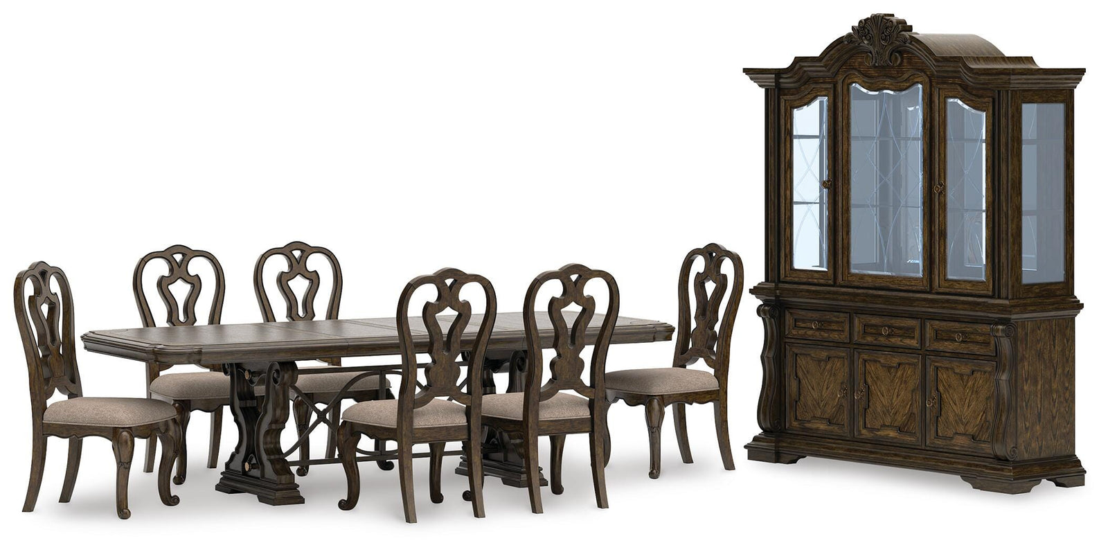 Maylee Dining Table with 6 Chairs and Buffet and Hutch (D947-SI)