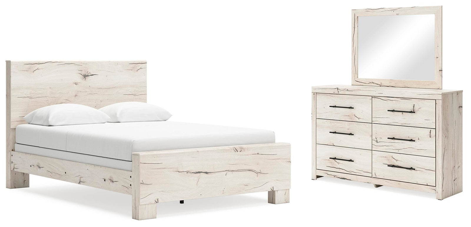 Lawroy Panel Bed, Dresser and Mirror - Light Natural (B2310-SI)