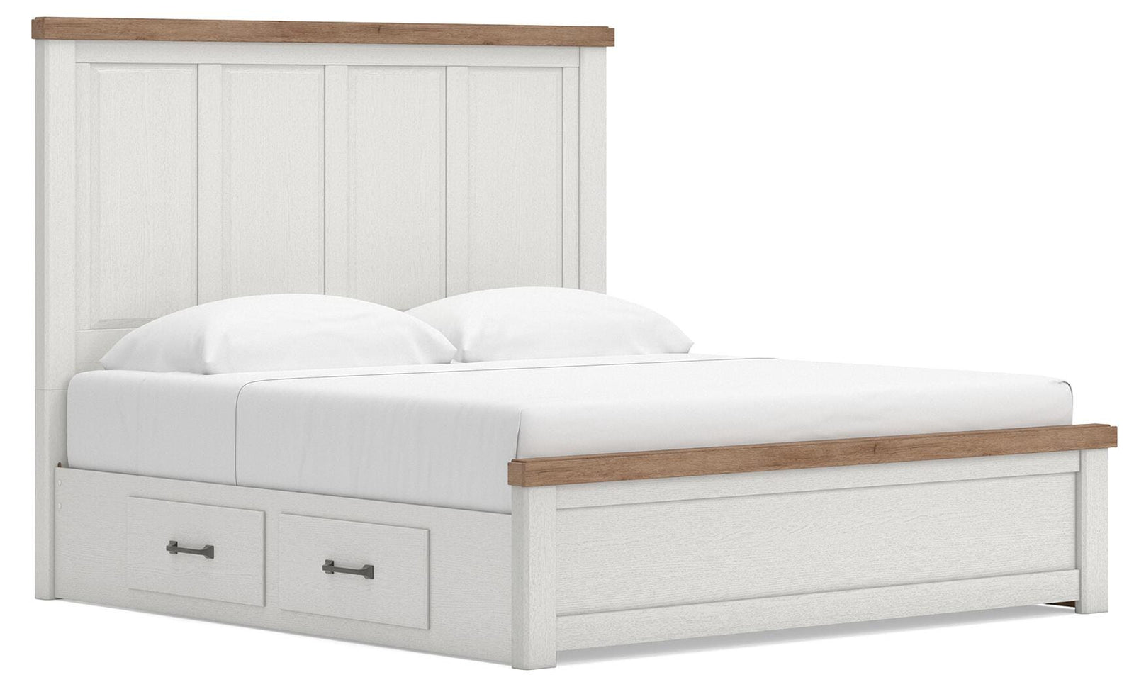 Savonport Panel Bed with Storage - White/Brown (B4615-SI)
