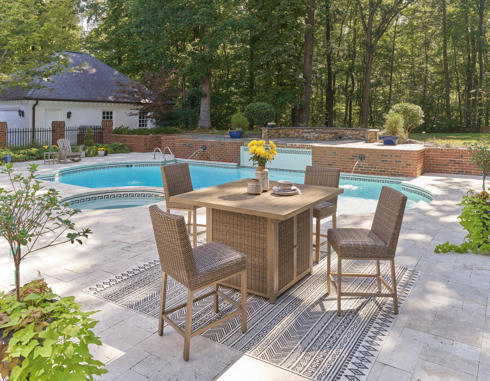 Walton Bridge Outdoor Bar Table and 4 Barstools (P749-SI) - Image 11