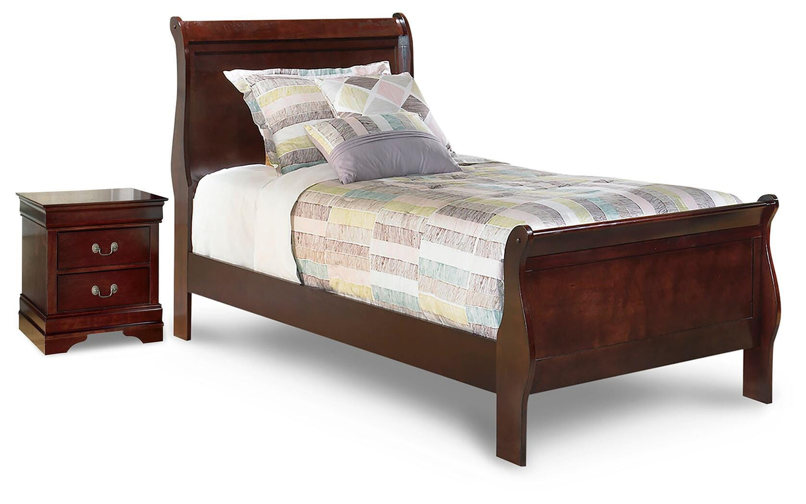 Alisdair Sleigh Bed and Nightstand (B376-SI)