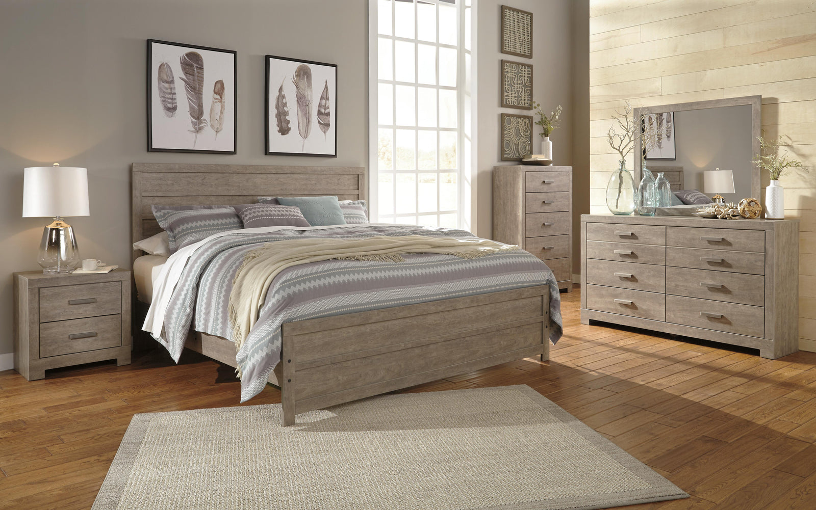 Culverbach Panel Bed, Dresser, Mirror, Chest and Nightstand - Gray (B070-SI) - Image 14