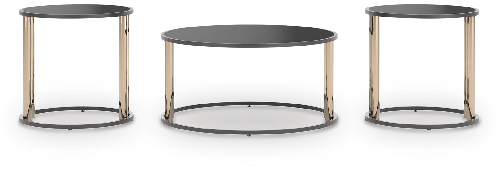 Hannerly Table (Set of 3) - Black/Gold Finish (T219-SI) - Image 2