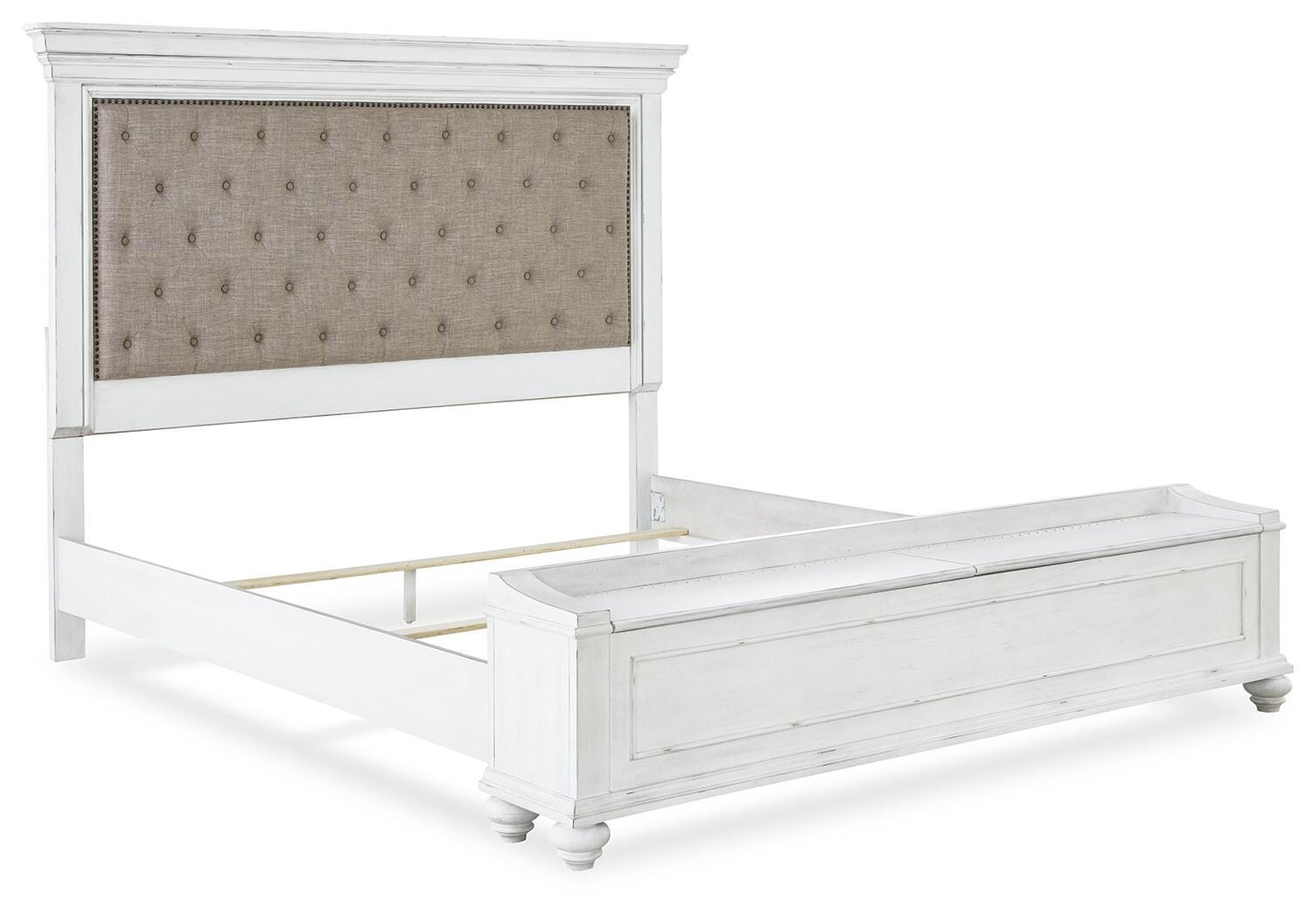 Kanwyn Upholstered Storage Bed, Dresser, Mirror and Nightstand - Whitewash (B777-SI) - Image 6