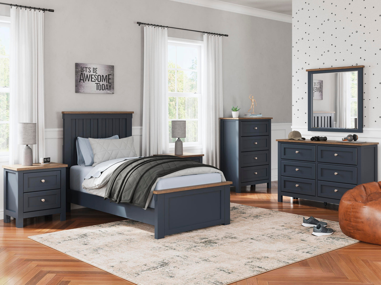 Landocken Dresser and Mirror - Brown/Blue (B414-SI) - Image 10