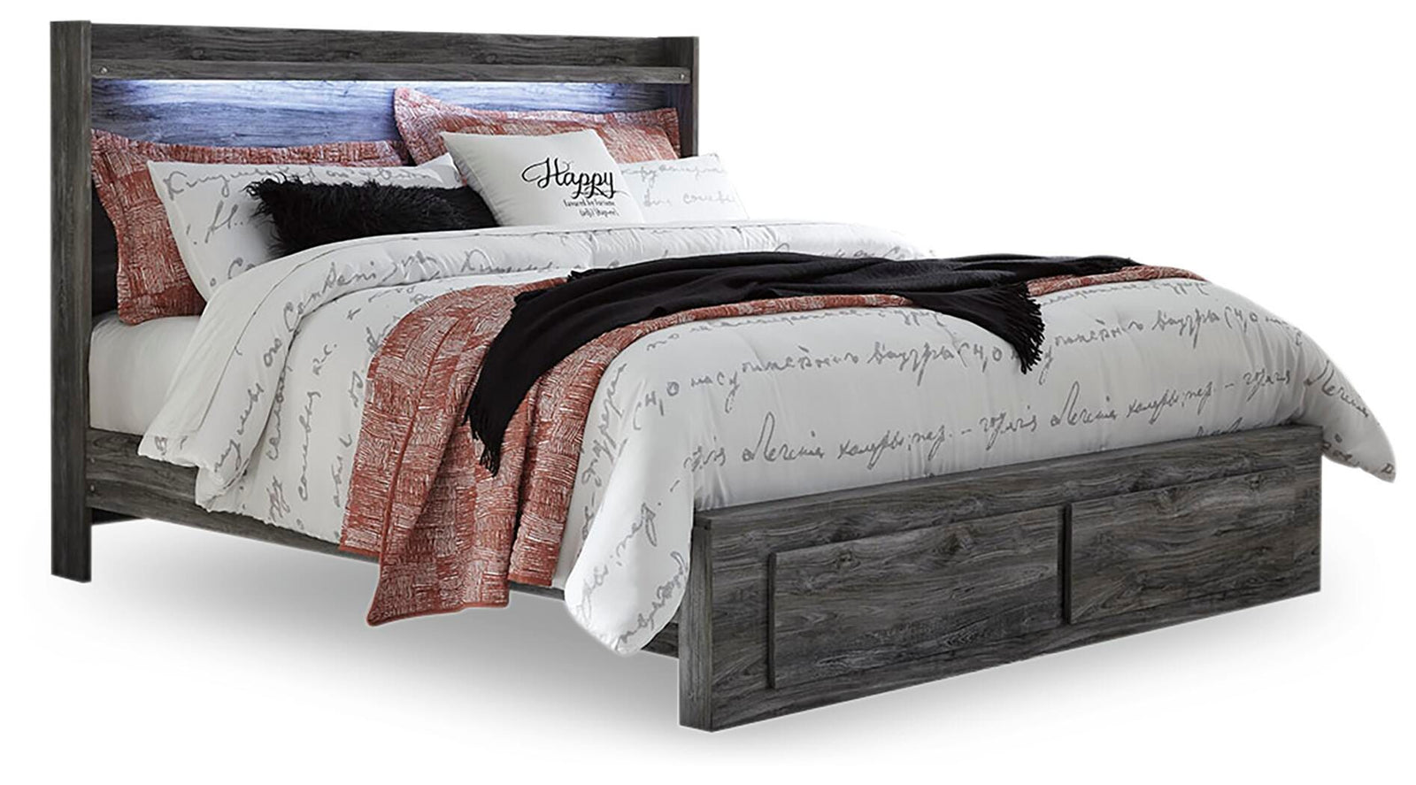 Baystorm Panel Bed with 2 Storage Drawers - Gray (B221-SI)