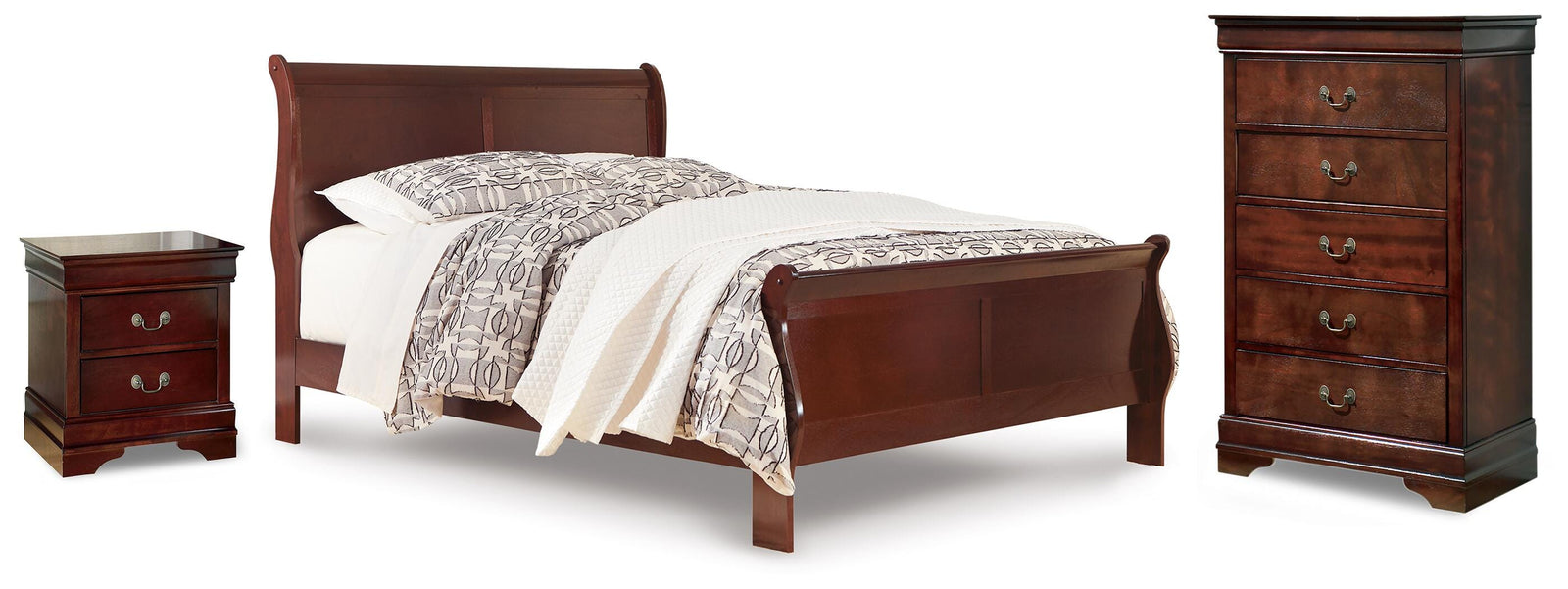 Alisdair Sleigh Bed, Chest and Nightstand (B376-SI)