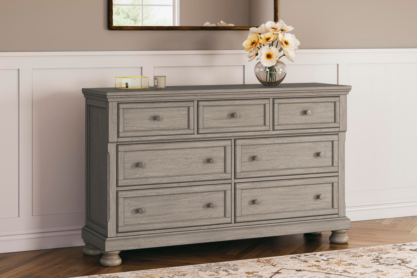Lettner Panel Bed, Dresser, and Nightstand - Light Gray (B733-SI) - Image 7