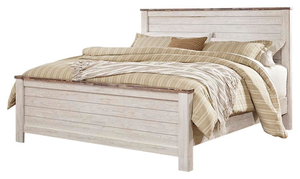 Willowton Panel Bed, Dresser, Mirror and 2 Nightstands (B267-SI) - Image 3