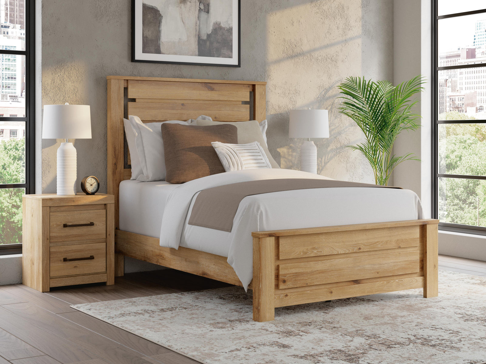 Brozmont Panel Platform Bed (Youth) - Tan (B1045-SI) - Image 8
