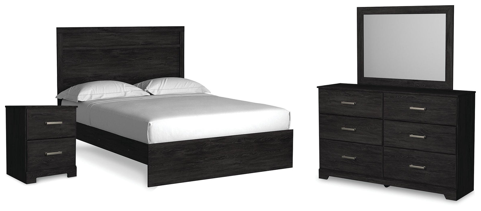 Belachime Panel Bed, Dresser, Mirror, and Nightstand - Charcoal (B2589-SI)