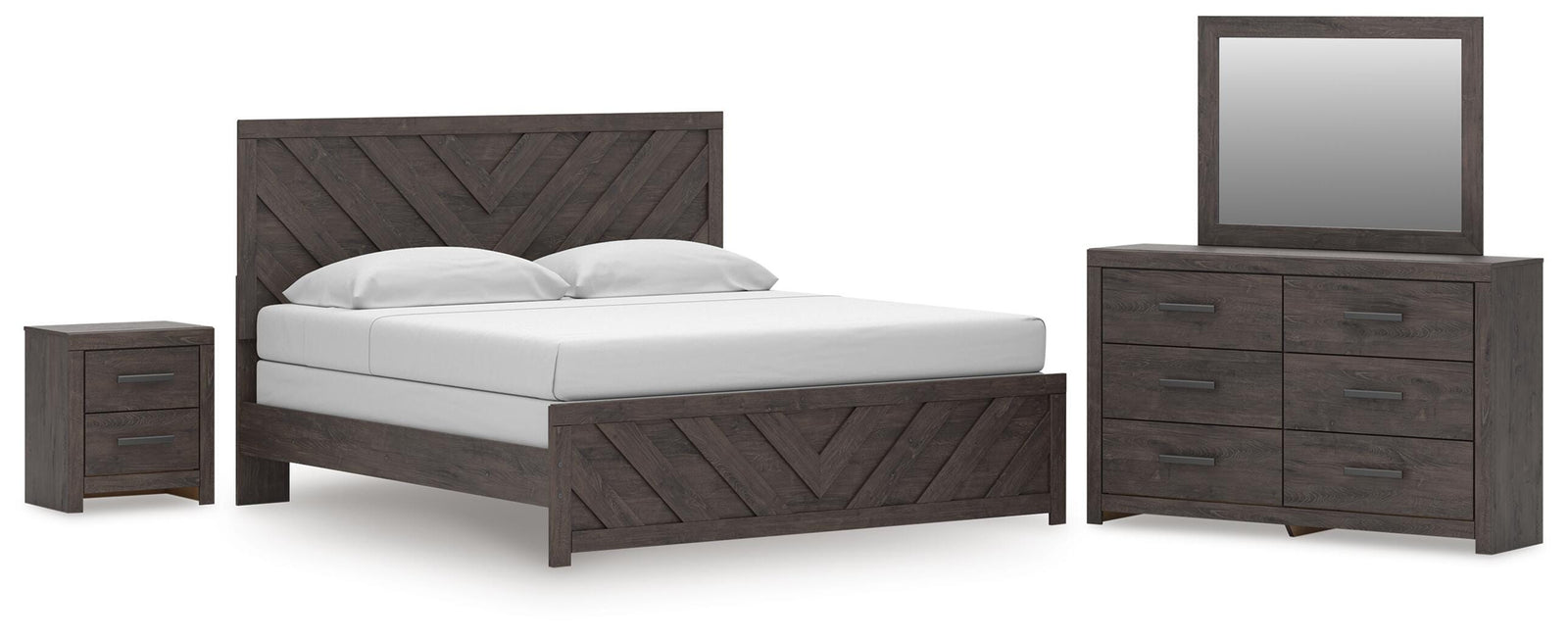 Prendonea Panel Bed, Dresser, Mirror and Nightstand (B3789-SI)