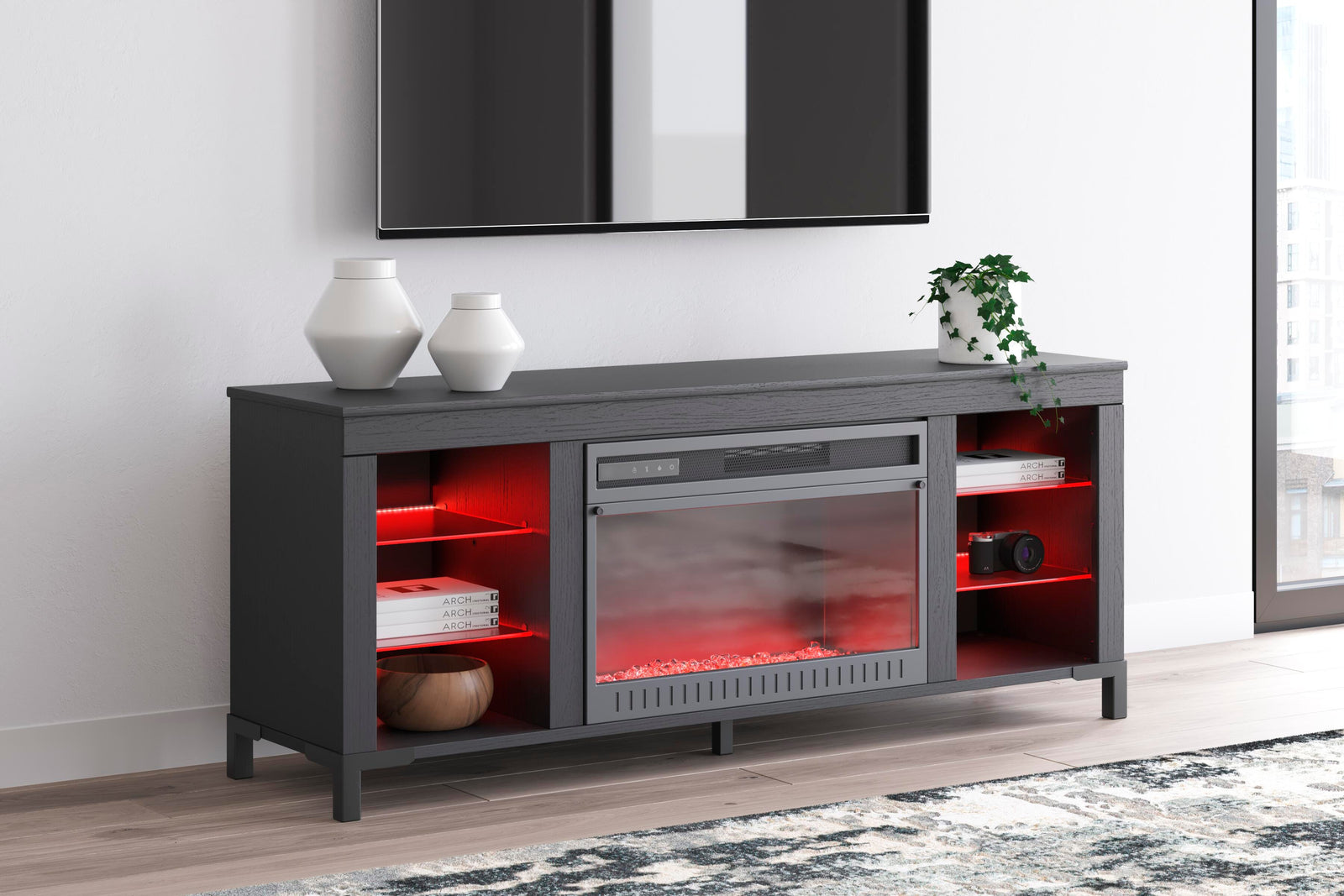 Cayberry 60 TV Stand with Electric Fireplace (W2721-SI) - Image 14