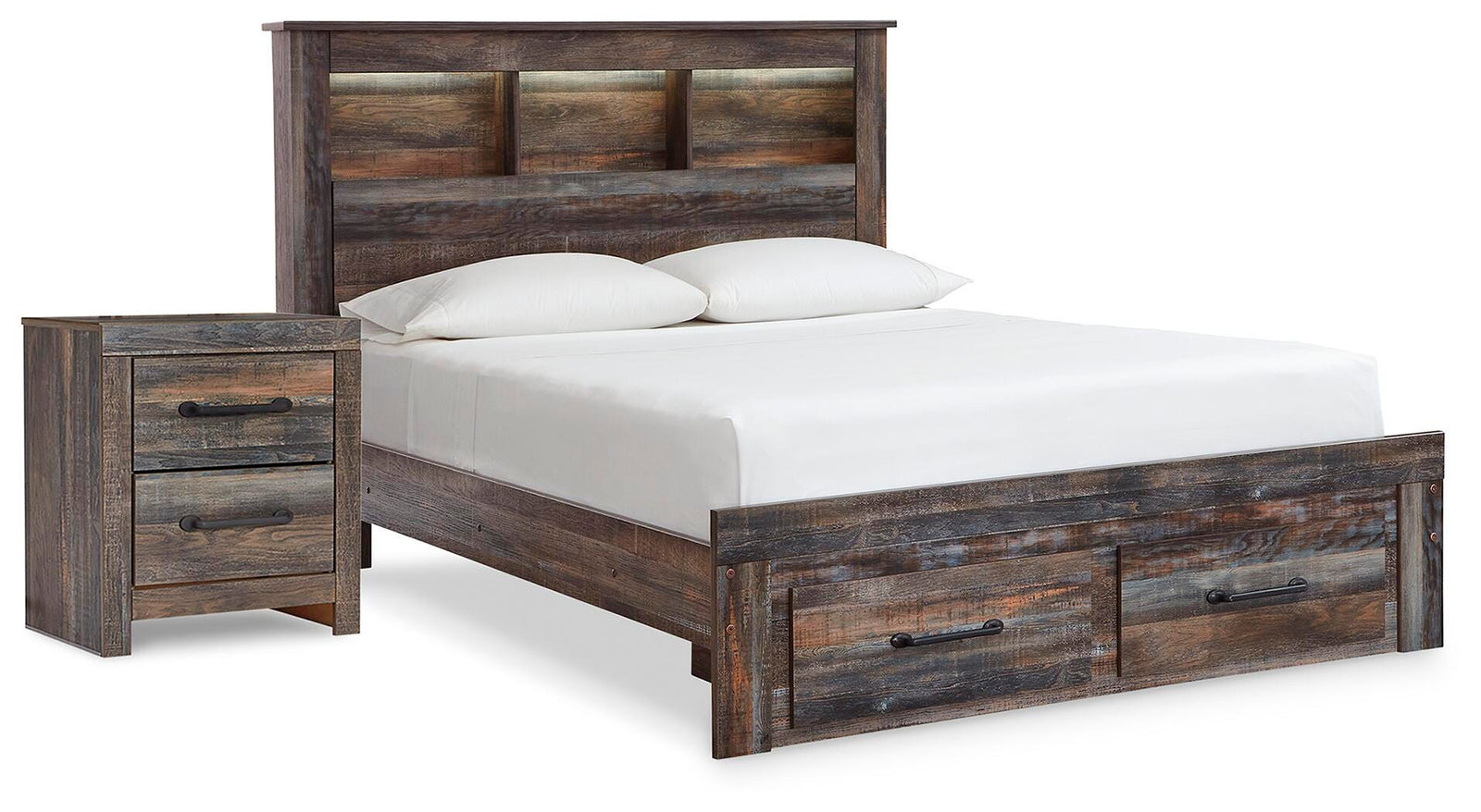 Drystan Bookcase Storage Bed and Nightstand (B211-SI)