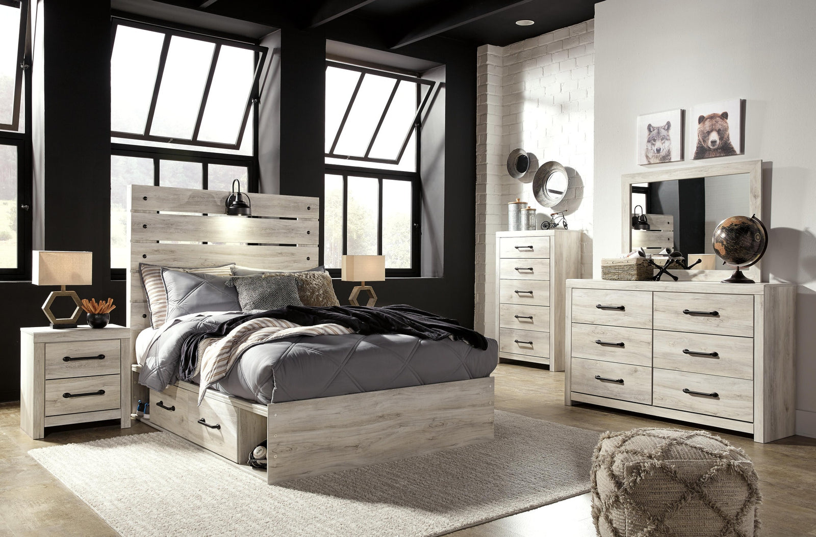 Cambeck Panel Bed with 4 Storage Drawers (Youth) - Whitewash (B192-SI) - Image 6