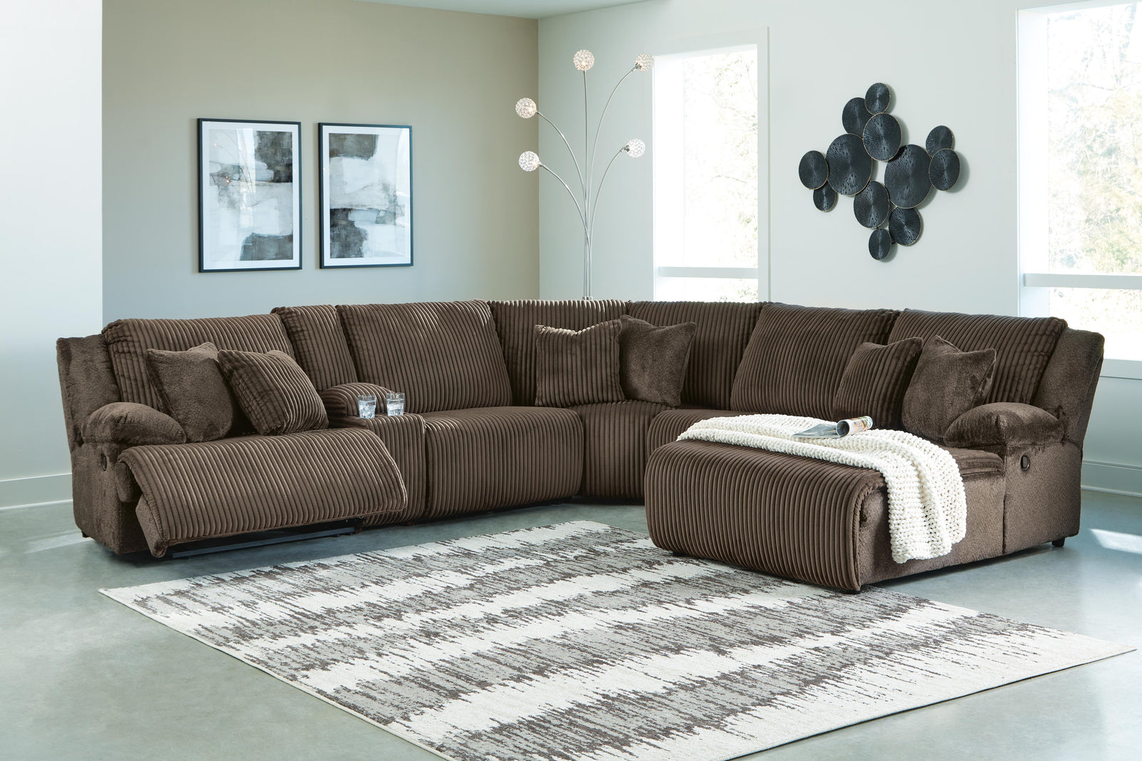 Top Tier 6-Piece Reclining Sectional with Chaise (92705-SI) - Image 4