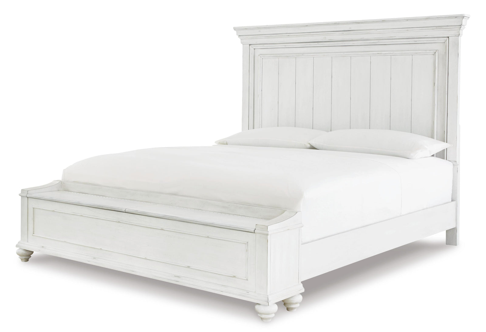 Kanwyn Panel Bed with Storage, Dresser and Mirror - Whitewash (B777-SI) - Image 4